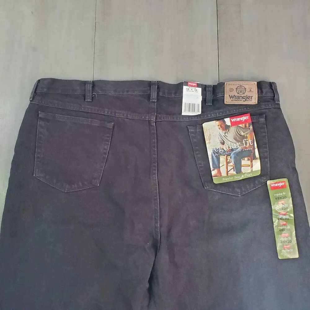 Wrangler Five Star Men's 48x30 Black Regular Fit Jeans 96501CB NWT